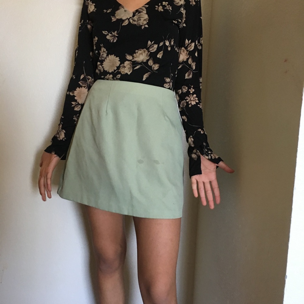 Green mini skirt